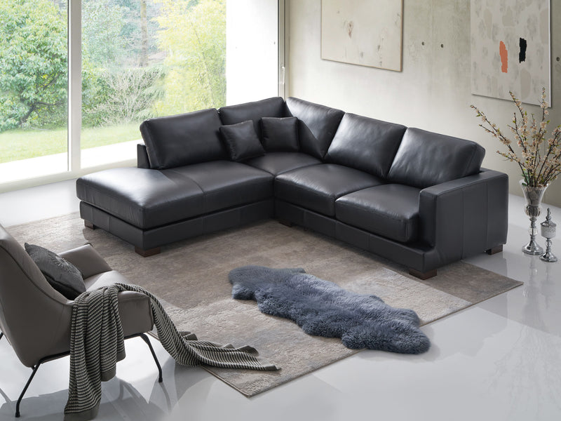 Geralyn - Leather Sectional Sofa With 2 Matching Color Toss Pillows - Black