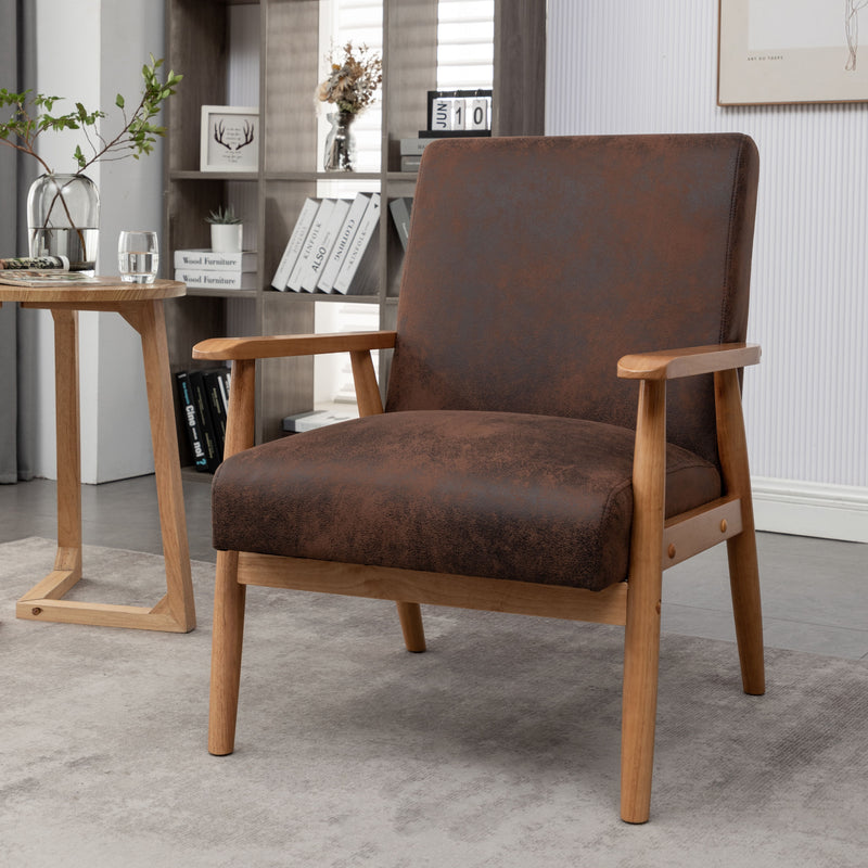 Wide Classic Mid-Century Modern Arm Chair - Brown