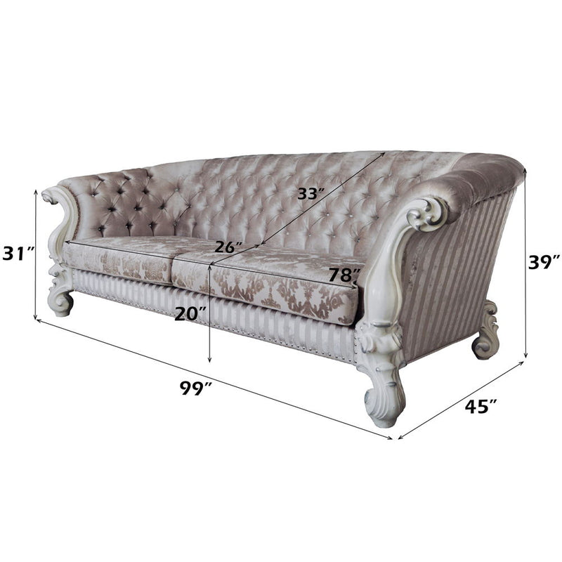 Versailles - Sofa - Ivory Fabric & Bone White Finish