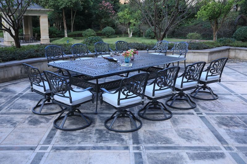 Rectangular Metal Dining Set With Cushions