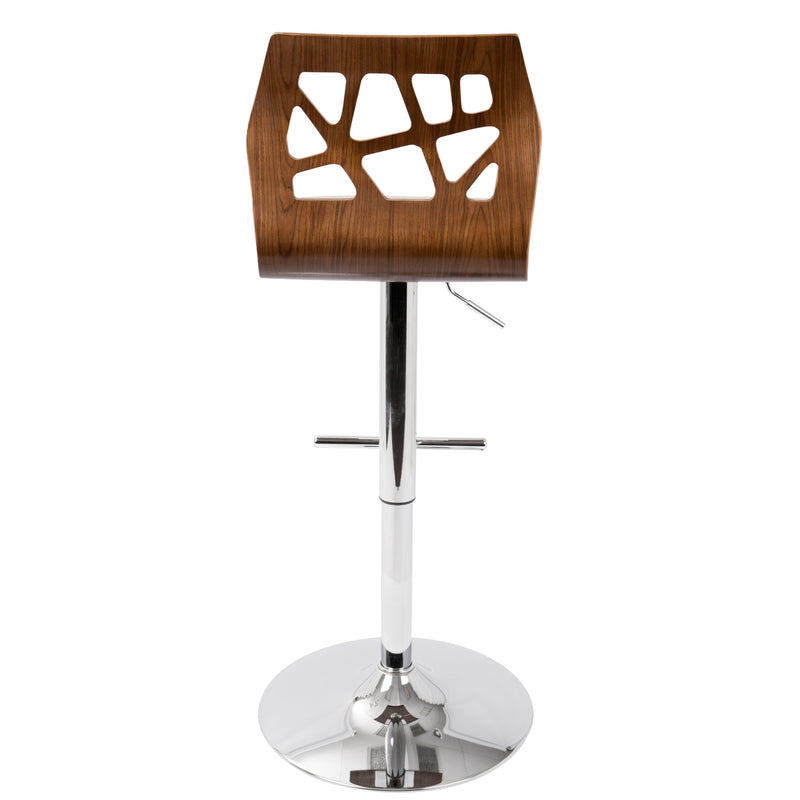 Folia - Mid Century Modern Adjustable Barstool With Swivel With Straight T Footrest (Set of 3)