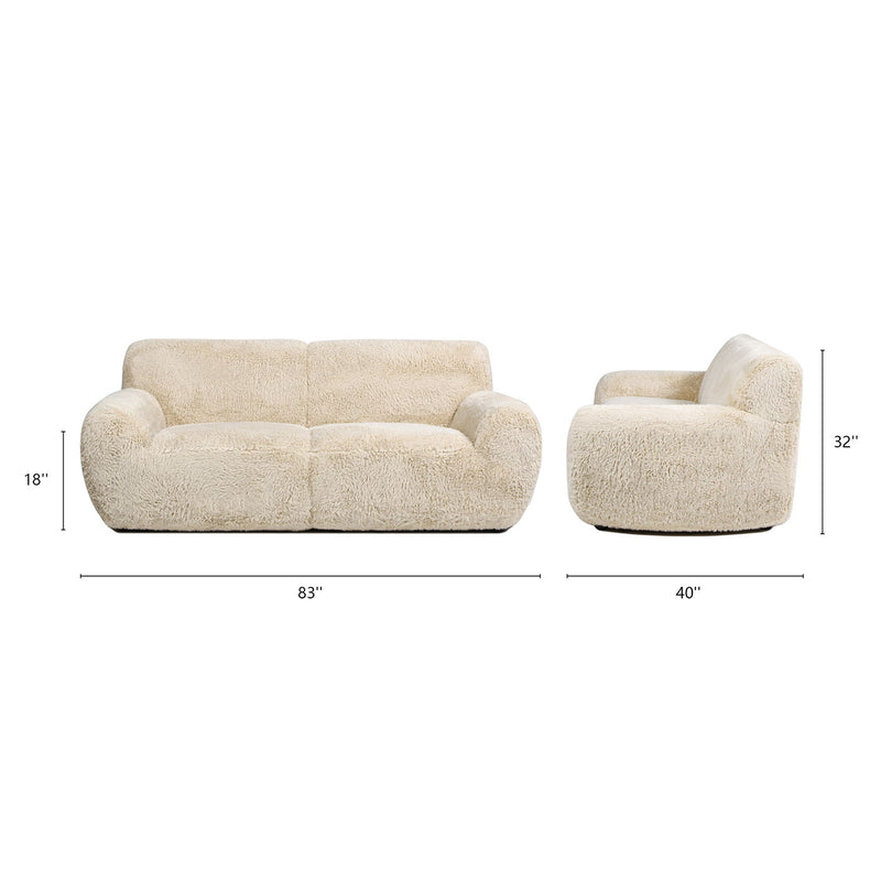 Summit - Faux Sheepskin Overstuffed Sofa - Cream Beige