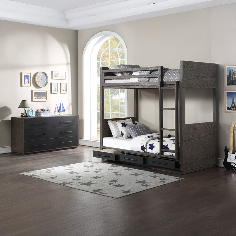 Estevon - Bunk Bed - Gray Oak Finish