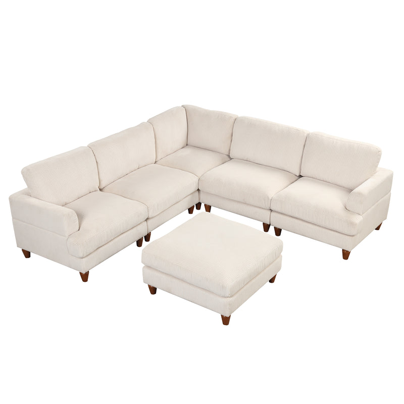 U_Style Modular Sectional Sofa with Ottoman L Shaped Corner Sectional for Living Room, Office, Spacious Space(same sku: WY000336AAA)