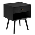 Mid-Century Modern Single Drawer Solid Wood Nightstand