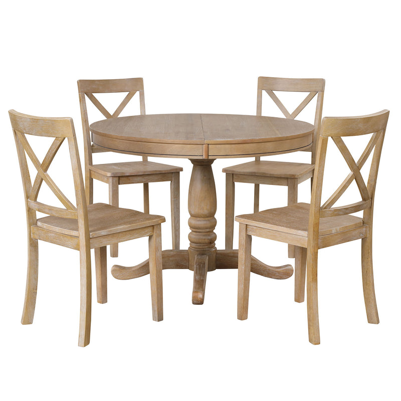 Modern Dining Table Set For 4, Round Table And 4 Kitchen Room Chairs, 5 Piece Kitchen Table Set For Dining Room, Dinette, Breakfast Nook