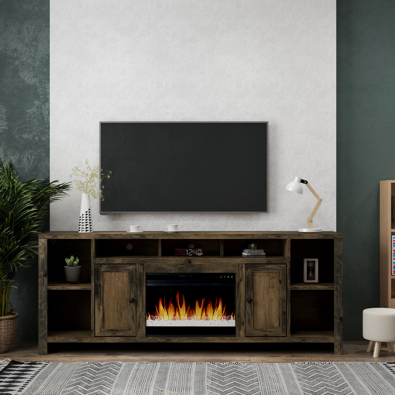 Joshua Creek - Electric Fireplace, TV Stand For TVs Up To 95" - Barnwood