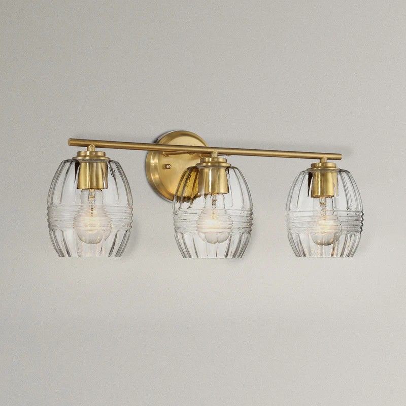 Luster - 3 Lights Vanity With Clear For Bathrooms Above Mirror Wall Lamp Satin - Clear / Gold