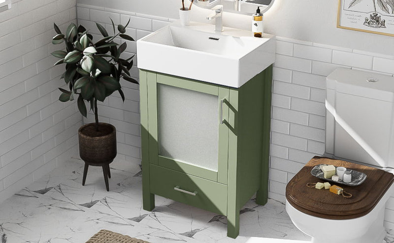 Bathroom Vanity With Ceramic Sink And Ample Storage, Ideal For Small Bathrooms