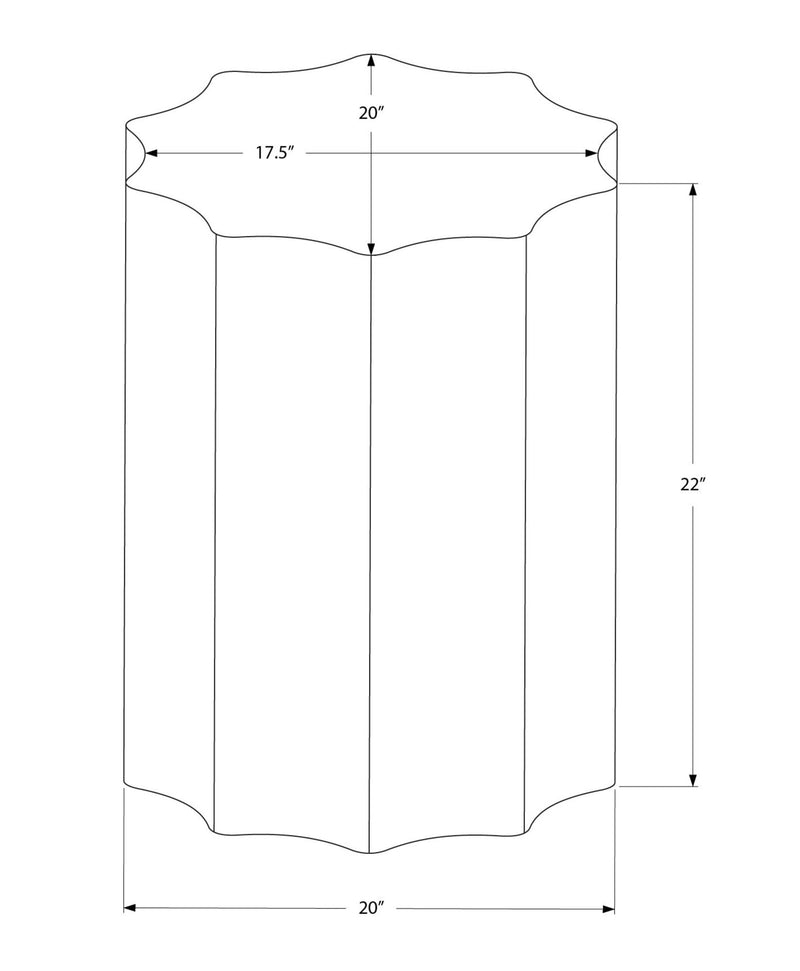 Drum Accent Side Table, Stylish Scalloped Design