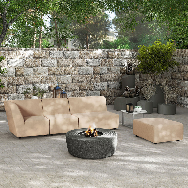 Cleo - Modular Upholstered Deep Seating Patio Armless Loveseat Axroma Olefin - Almond Beige