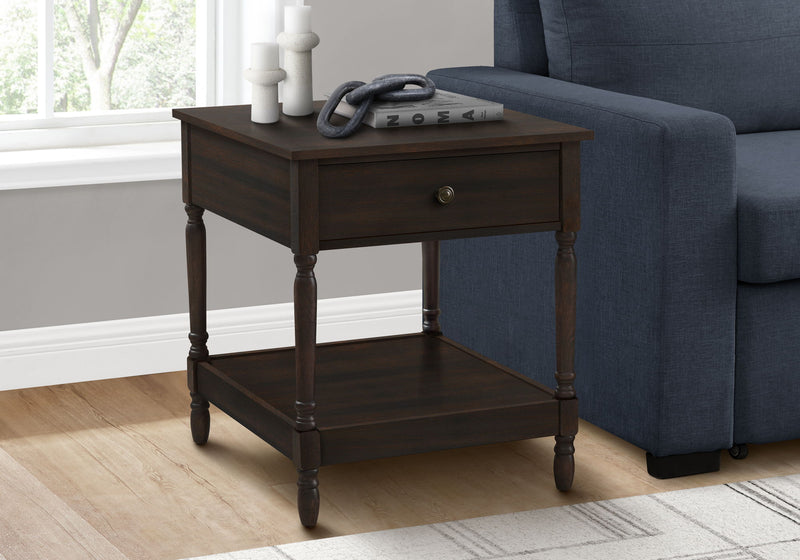 Accent - Table, 2 Tier, Square, Traditional - Walnut