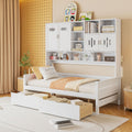 Wooden Daybed With 2 Drawers, And All-In-One Cabinet And Shelf