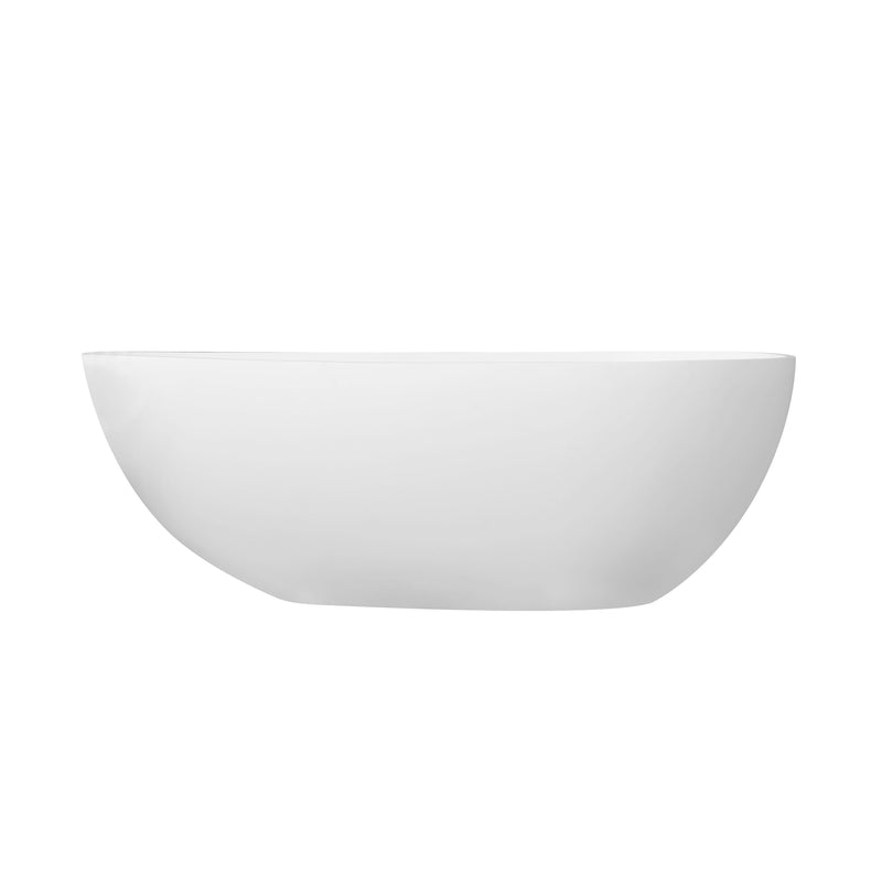 66.9" x 34" x 21.7" Freestanding Solid Surface Soaking Bathtub For Bathroom - Matte White