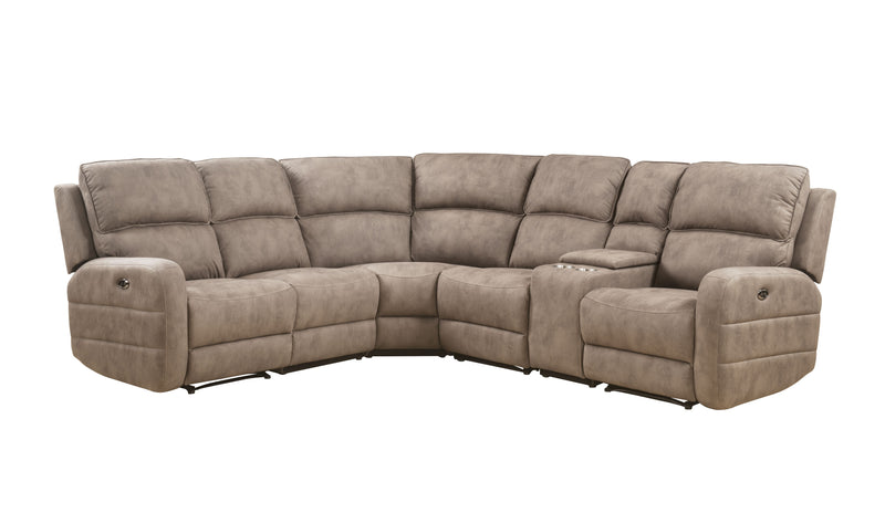 Olwen - Nubuck Power Recliner Sectional Sofa With USB Port - Mocha