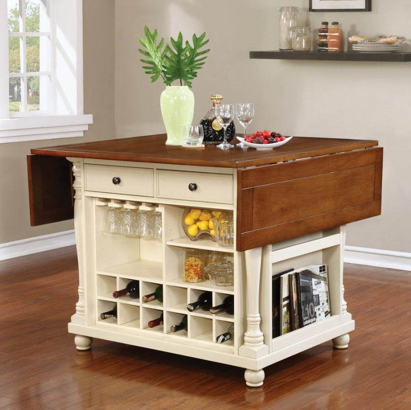 Slater - 2-Drawer Kitchen Island With Drop Leaves