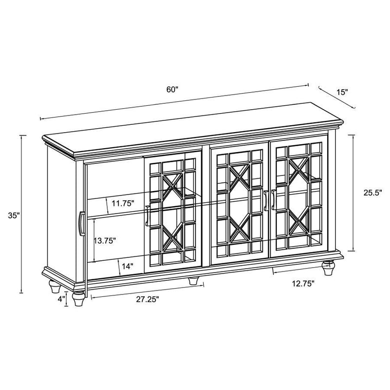 Kovu - 4 Door Wood Lattice Storage Accent Cabinet - Black - Atlantic Fine Furniture Inc