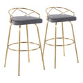 Charlotte - Glam Glam / Art Deco Fixed Height Barstool With Swivel With Round Footrest (Set of 2)