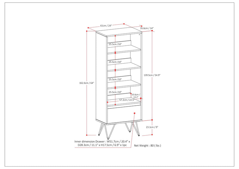 Chase - Tall Bookcase - Rustic Natural Aged Brown