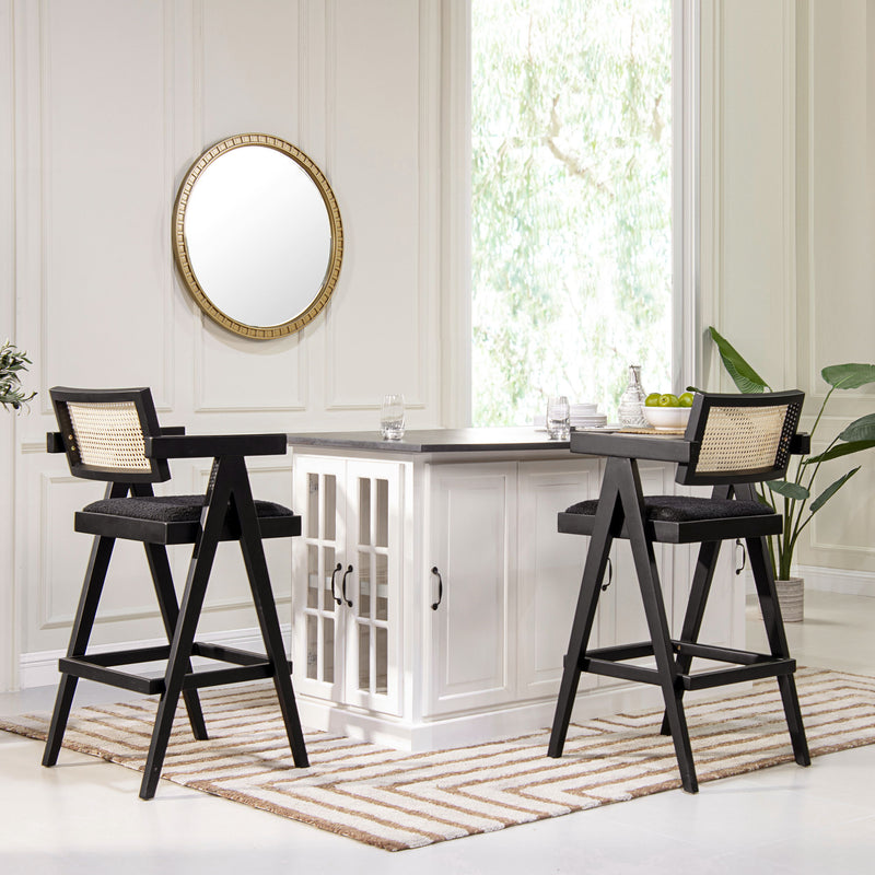 Milan - Modern Webbing Back Stool With Arms (Set of 3)