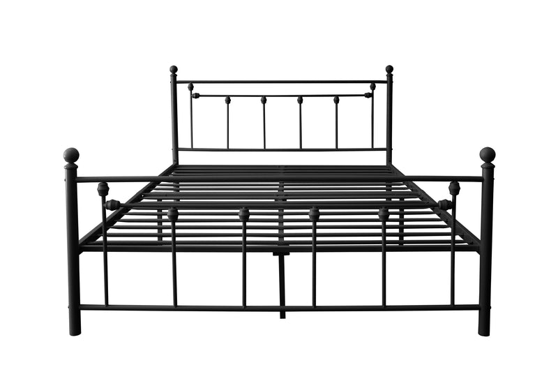 Queen Size Metal Bed Frame with Headboard and Footboard (black)