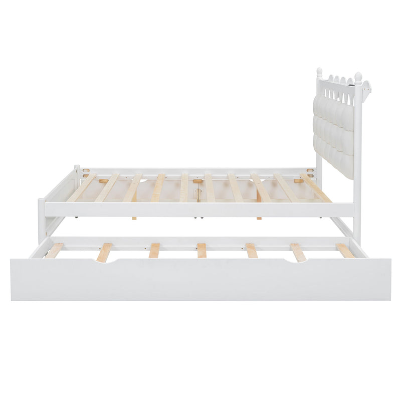 Storage Platform Bed, With 2 Big Drawers, Trundle, One Set Of Sockets & USB Ports