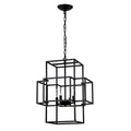 4 Light Metal Lantern Tiered Pendant Hanging Light Fixtures, Industrial Farmhouse Adjustable Height Chandeliers For Dining Room Hallway Foyer Entryway (E12 Bulbs Not Included)