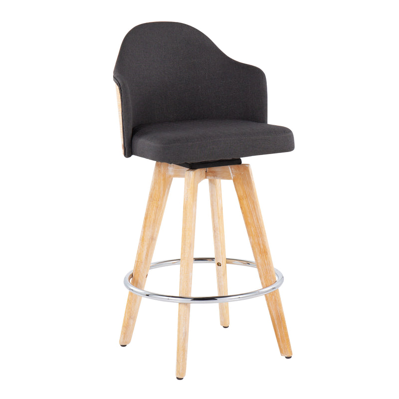 Ahoy - Contemporary Fixed Height Counter Stool & Round Footrest (Set of 2)