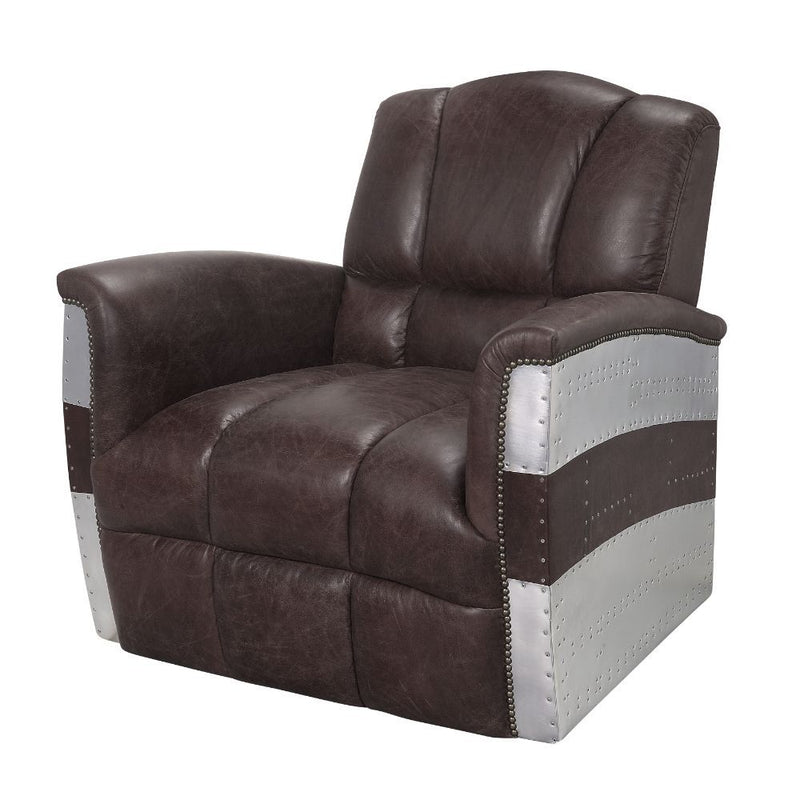 Brancaster - Accent Chair - Retro Brown Top Grain Leather & Aluminum - 35"