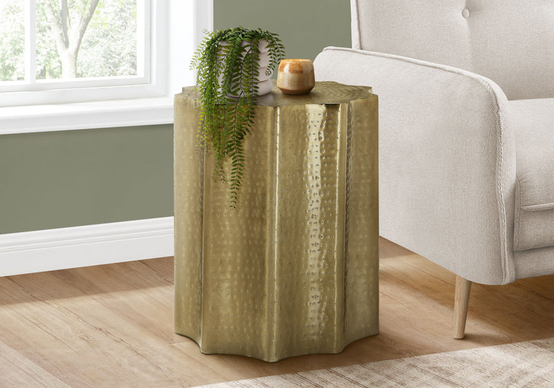 Drum Accent Side Table, Stylish Scalloped Design