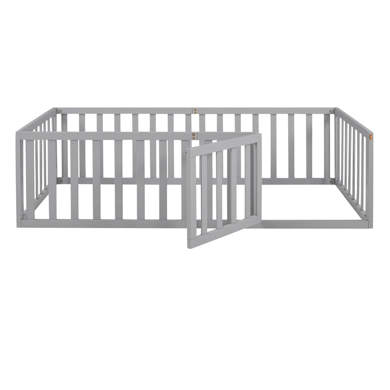 Twin Size Wood Daybed Frame with Fence, Gray(OLD SKU :WF289661AAE)