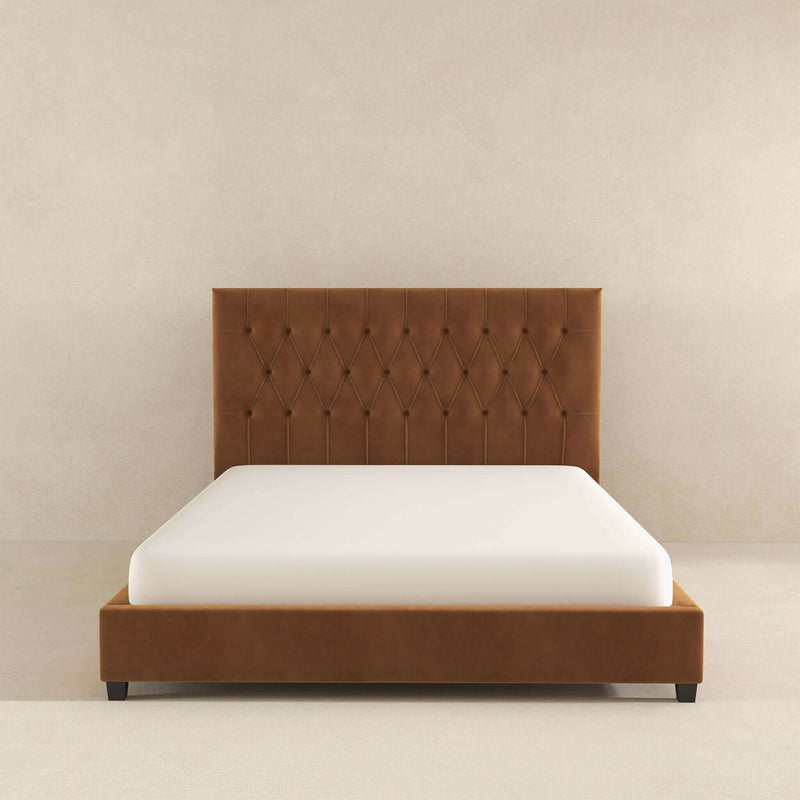 Donald - Mid-Century Modern Velvet Platform Bed