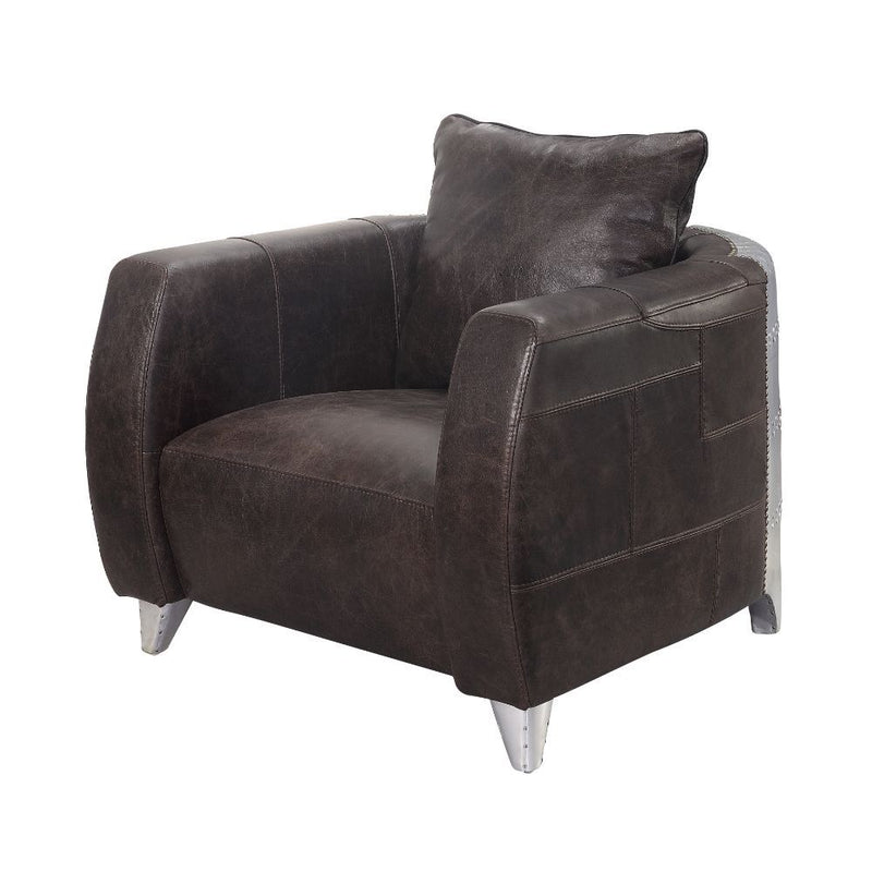 Kalona - Accent Chair - Distress Chocolate Top Grain Leather & Aluminum