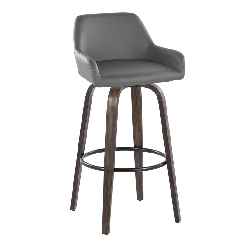 Daniella - Contemporary Fixed Height, Barstool With Swivel With Round Footrest (Set of 2)