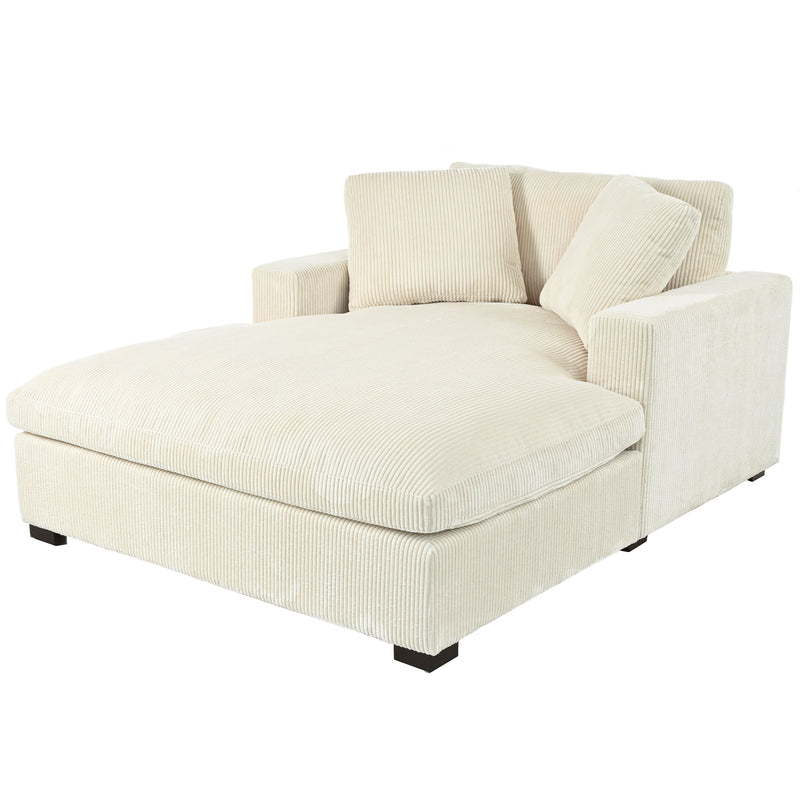 Oversized Chaise, Lounge Chair Classic Design, Soft Fabric, Durable Frame With Solid Wood Legs