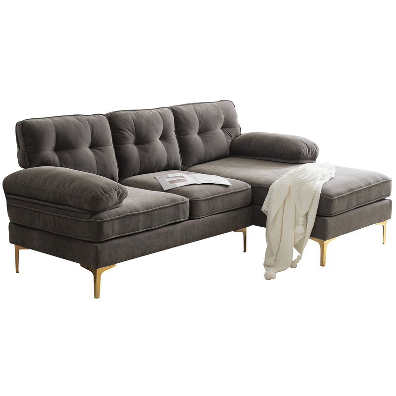 Modern Sectional Sofas Couches Velvet L Shaped Couches For Living Room, Bedroom