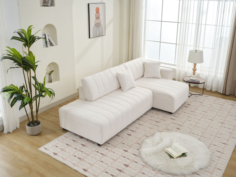 Jessica - Lamb Wool Sectional Sofa With Chaise, Versatile Configuration