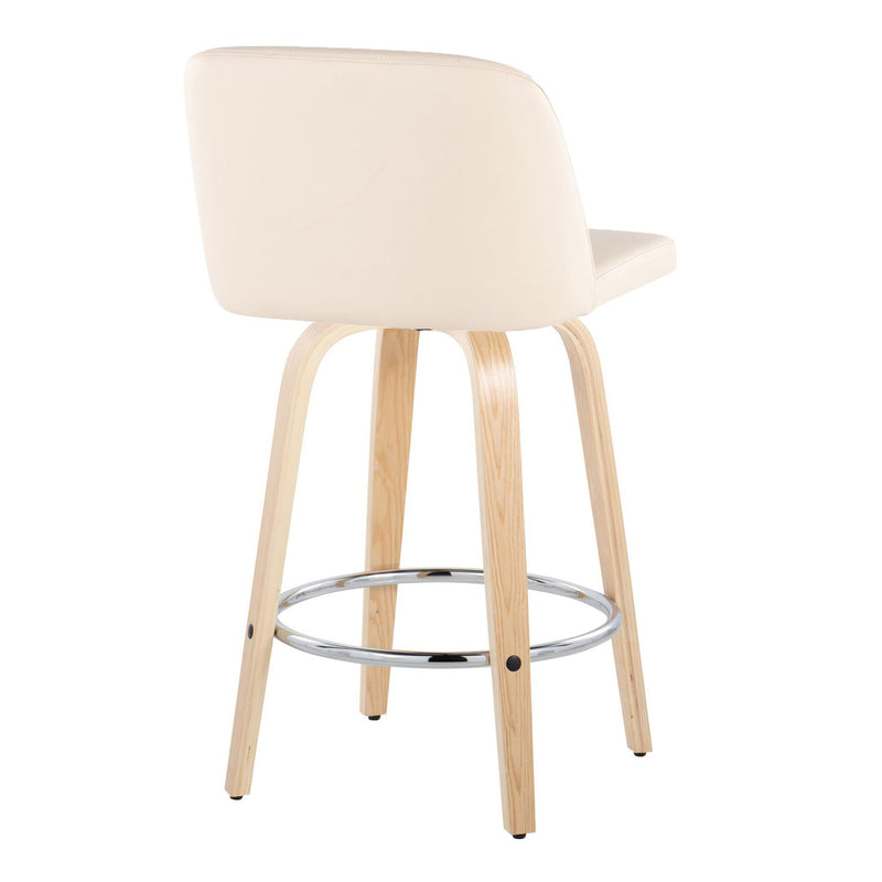 Toriano - Contemporary Fixed-Height Counter Stool With Swivel And Round Footrest (Set of 2)