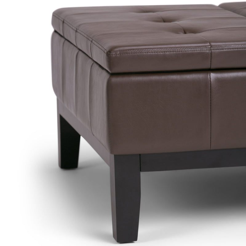 Dover - Square Coffee Table Storage Ottoman - Chocolate Brown