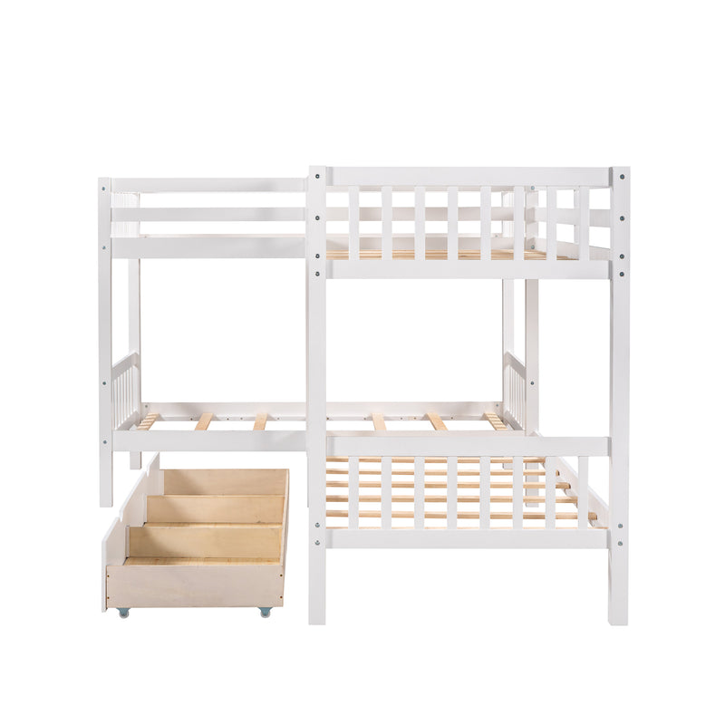 Twin L-Shaped Bunk bed with Drawers-Gray(OLD SKU :LP000038AAK)