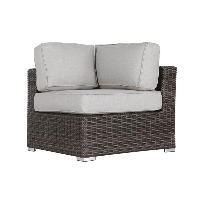 5 Person Wicker Seating Group With Cushions - Brown