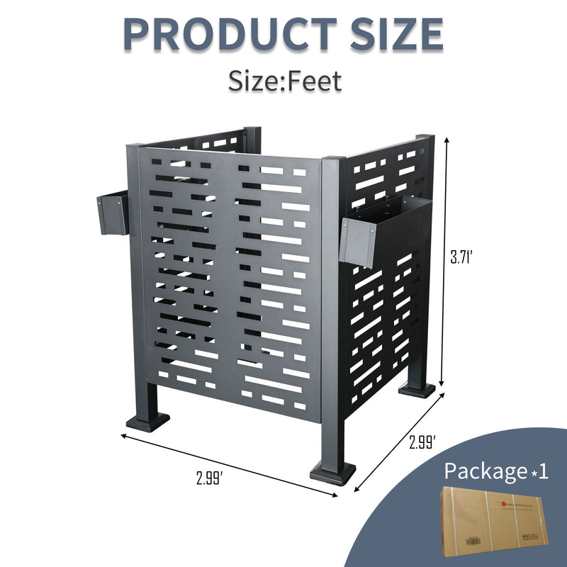 Air Conditioner Fence For Outdoor Units, Metal Privacy Fence Cover, Perfect To Conceal Air Conditioning Units, 3 Fence Panel