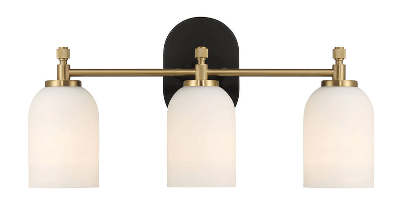 Meadows - 3 Lights Vanity Brush Bathroom Wall Light For Bathroom Over Mirror - Black / Gold / White