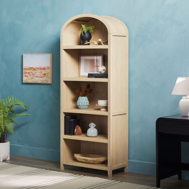 Modern 5 Shelf Open Arched Bookshelf