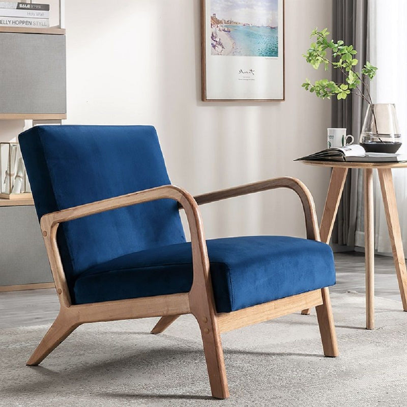 Classic Mid-Century Modern Accent Chairs, Open Framed Armchair With Cushioning