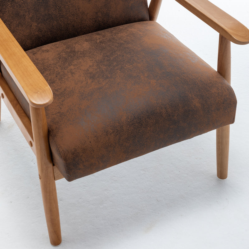 Wide Classic Mid-Century Modern Arm Chair - Light Brown