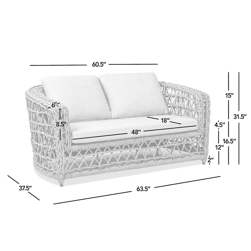 Everly - Frame Barrel Deep Seating Patio Loveseat Sofa Axroma Olefin - Oat Beige