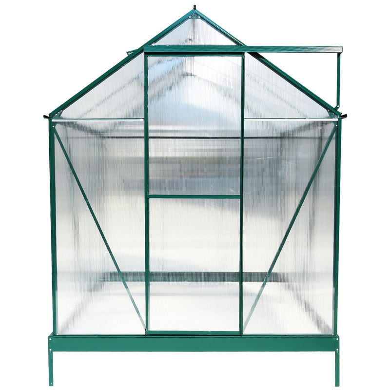 Polycarbonate Greenhouse, Heavy Duty Outdoor Aluminum Walk-In Green House Kit With Rain Gutter, Vent And Door For Backyard Garden