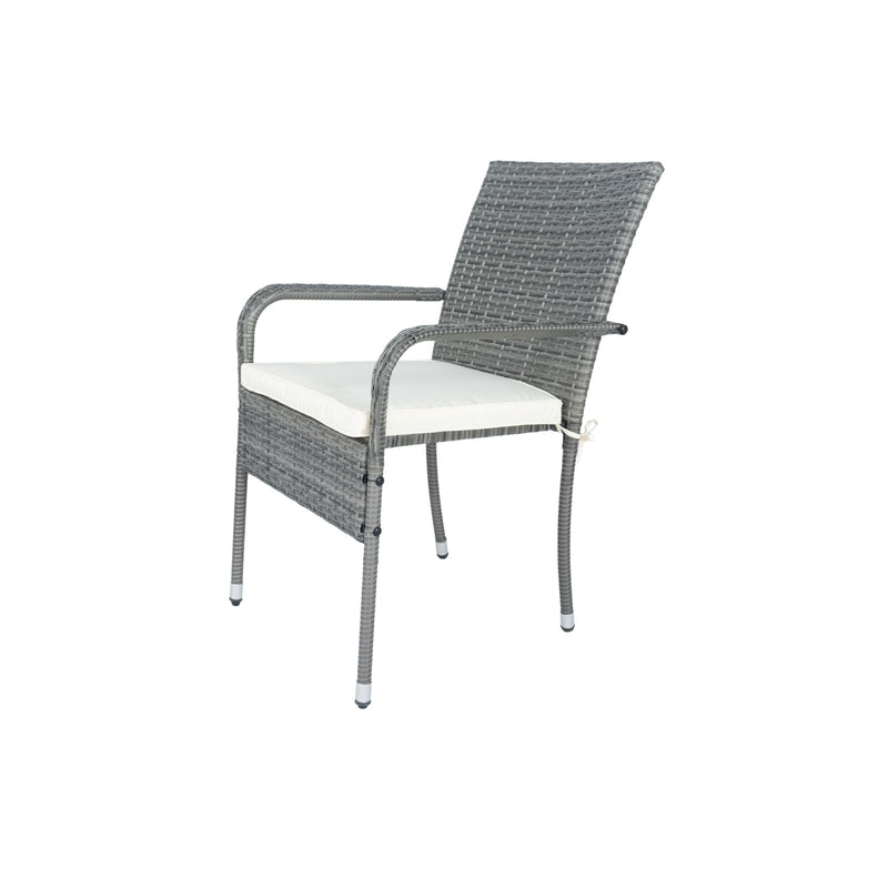 3 Piece Patio Wicker Conversation Set Wicker And Cushion - Gray / White