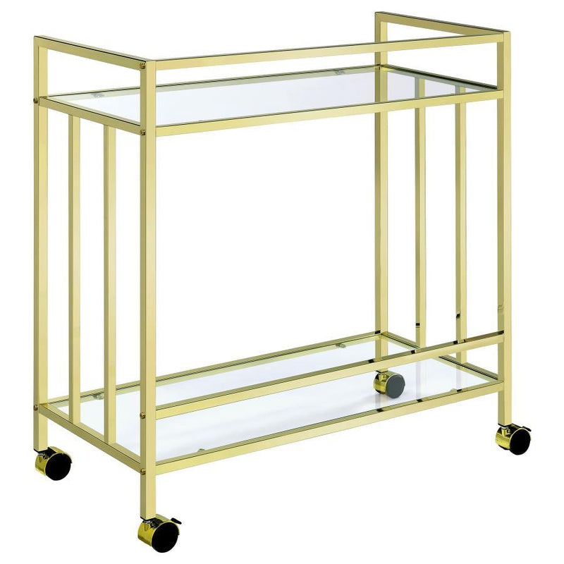 Cara - 2-tier Rectangular Glass Shelf Metal Bar Cart